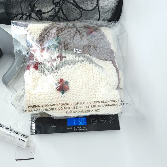 Vtg Deadstock Cottagecore Y2K Shennanigan's Hand Knit 3D Heritage Floral Tunic L - Picture 16 of 16